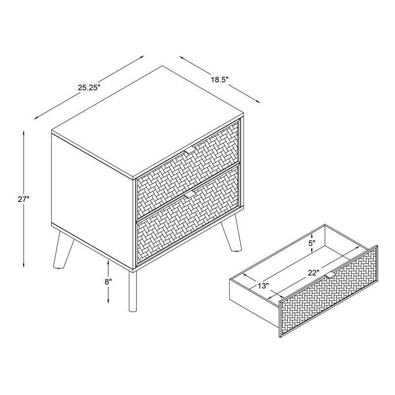 Marcus Cane Front Nightstand - GULMOHAR WOOD WORKS