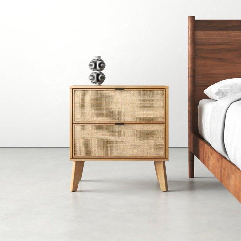 Marcus Cane Front Nightstand - GULMOHAR WOOD WORKS