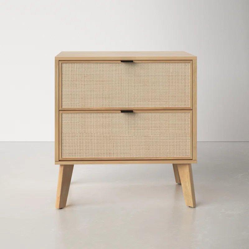 Marcus Cane Front Nightstand - GULMOHAR WOOD WORKS